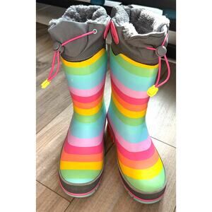 Western Chief Girls Insulated Rainbow Rules Neoprene Rain Boot Lined Size 5 / 37